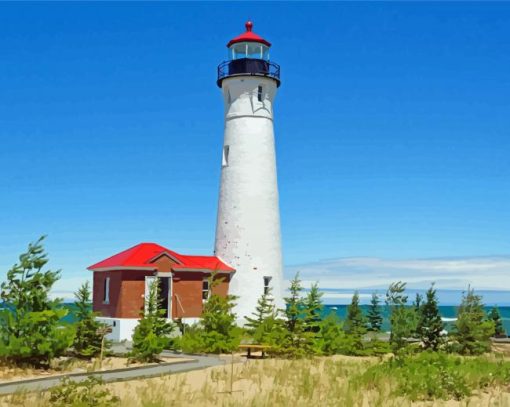 The Crisp Point Lighthouse Landscape Paint by number