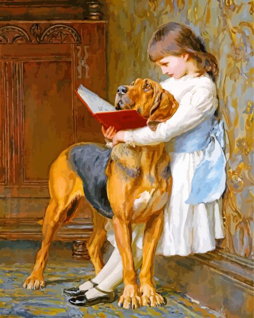 The Reading Lesson Charles Burton paint by numbers