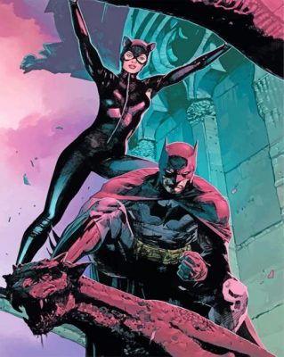 Batman And Catwoman Superheroes Paint by numbers