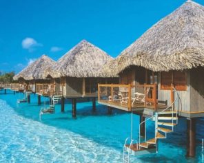 Maldives Beach Huts paint by numbers