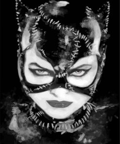 black and white cat woman paint by numbers