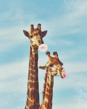 Giraffes Blowing Bubble Paint by numbers