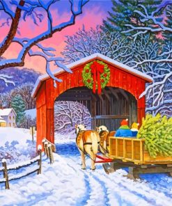 christmmas-Vermont-Covered-Bridge-paint-by-number