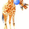 Giraffe And Blue Bubblegum Paint by numbers