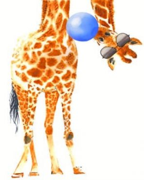Giraffe And Blue Bubblegum Paint by numbers