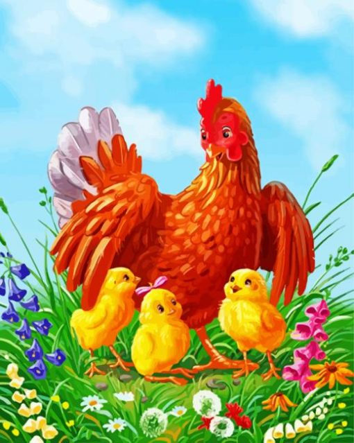 cute chicks family paint by numbers