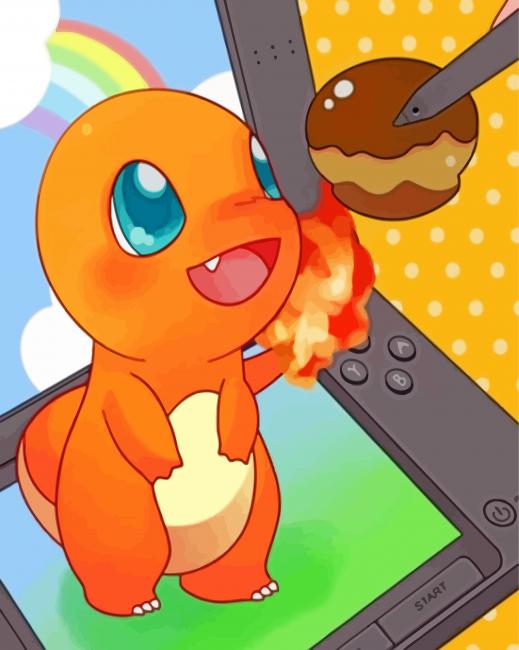 Cute Pokemon Charmander - Paint By Number - Paint by Numbers for Sale