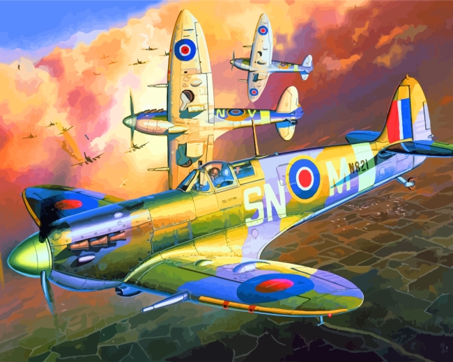 Flying Spitfires Planes paint by numbers