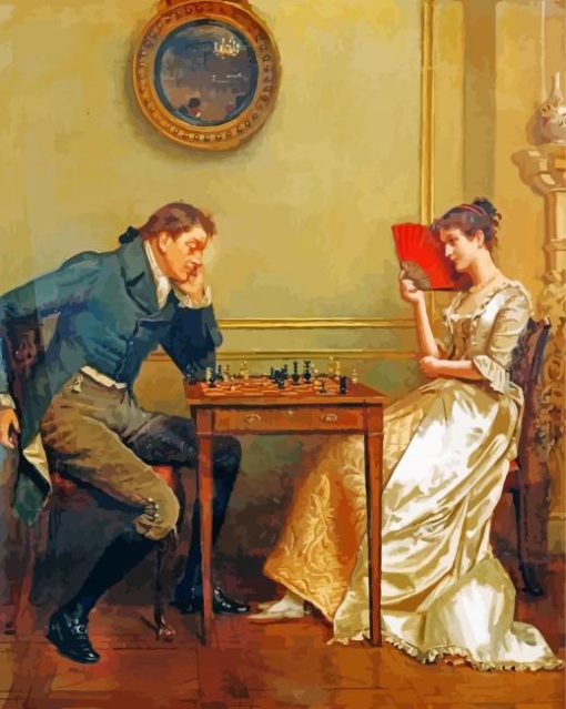 George Goodwin Kilburne A Game Of Chess paint by number