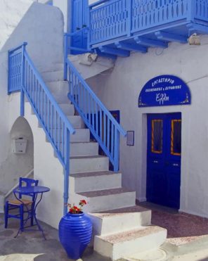 Blue White Greek paint by numbers