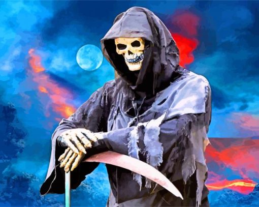 Grim Reaper Skull Paint By Numbers
