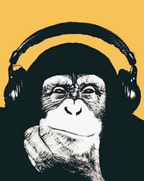 Monkey Headphones Illustration paint by numbers