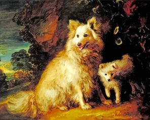 Pomeranian Puppies Gainsborough paint by numbers