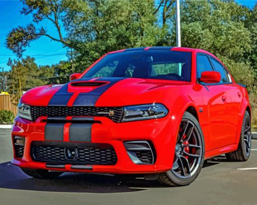red-dodge-charger-scat-pack-paint-by-numbers