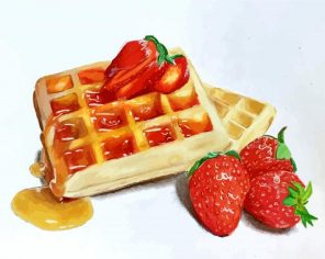 waffles And Strawberries paint by numbers