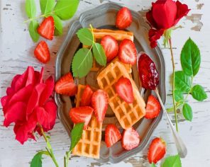 waffles And Strawberry paint by numbers