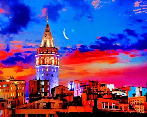 Aesthetic Galata Tower Turkey paint by numbers
