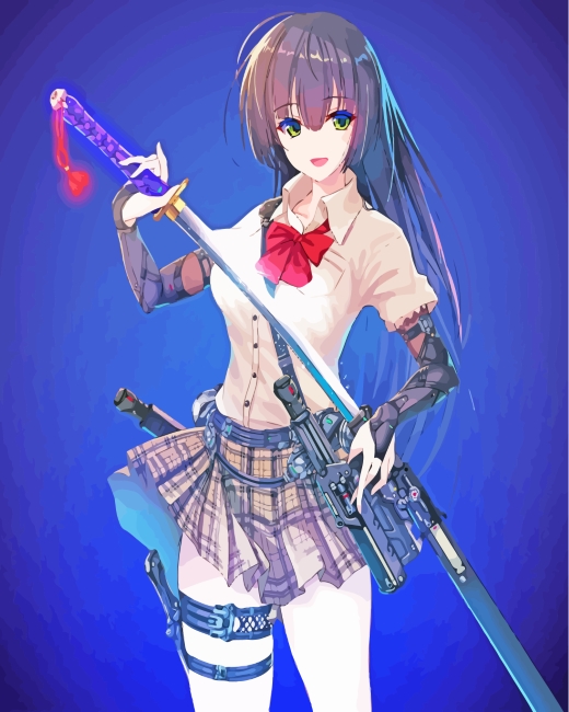 Anime Girl Sword paint by numbers