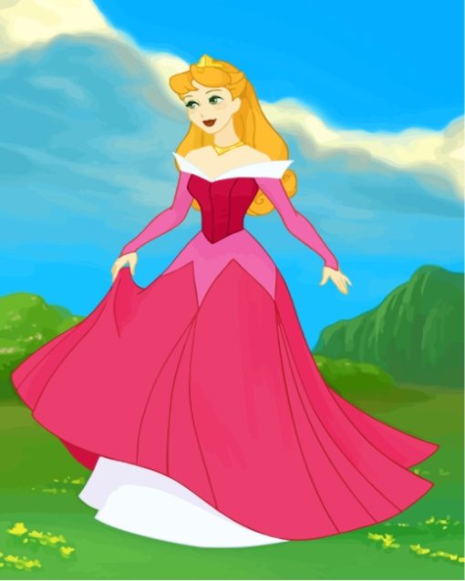 Princess Aurora In Pink Dress paint by numbers