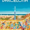 Spain Barcelona Travel Poster paint by numbers
