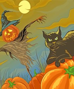 Black Cat On Pumpkin paint by numbers