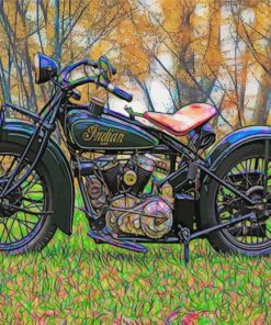 Vintage Black Motorcycle paint by numbers