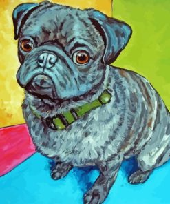 Little Black Pug Dog paint by numbers