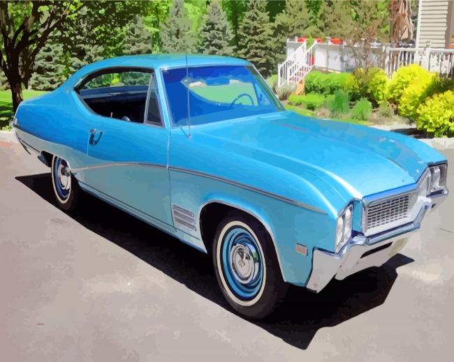 Blue Classic Buick Skylark paint by numbers