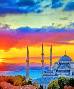 Blue Mosque At Sunset paint by numbers
