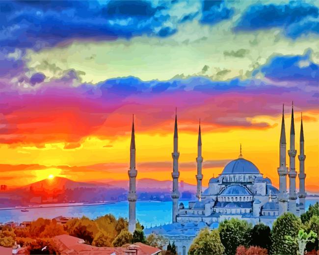 Blue Mosque At Sunset paint by numbers
