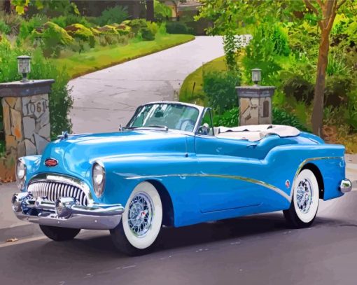 Blue Classic Car Buick Skylark paint by numbers