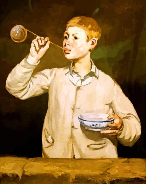 Boy Blowing Bubbles By Manet paint by numbers
