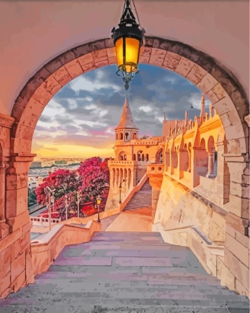 Budapest Fisherman's Bastion Monument paint by numbers