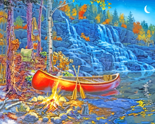 Canoe Camp Fire paint by numbers