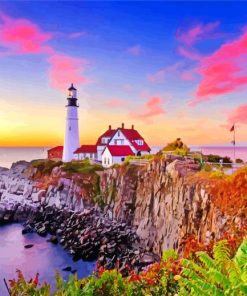 Cape Elizabeth Lighthouse Maine paint by numbers