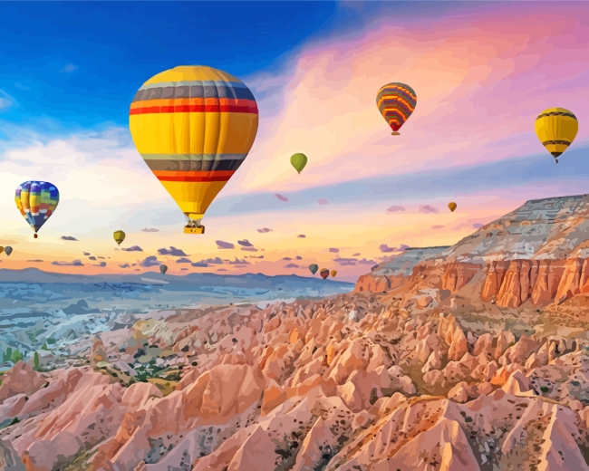 Paint by Numbers Kit : Level III : Hot Air Balloons in Cappadocia
