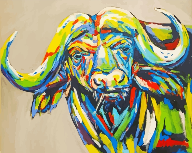 Colorful Buffalo Art paint by numbers