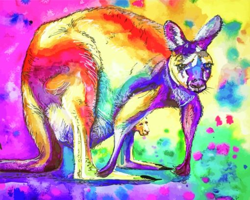 Colourful Kangaroo Art paint by numbers