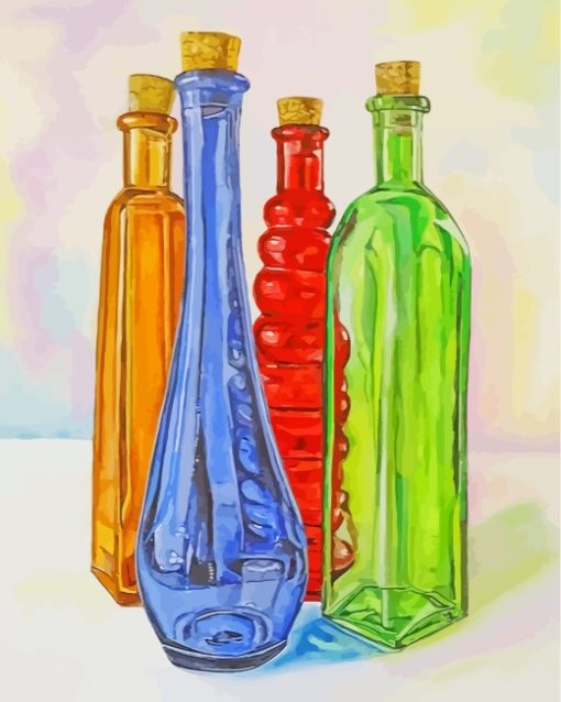 Colored Vintage Glass Bottles paint by numbers