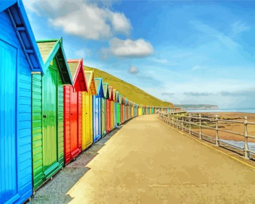 Colorful Whitby Huts paint by numbers