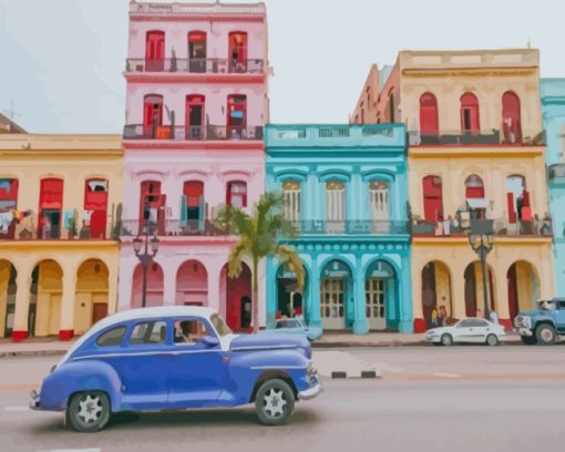 Cuba Colorful Buildings paint by numbers