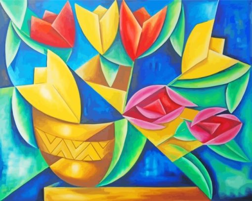Cubism Flowers paint by numbers