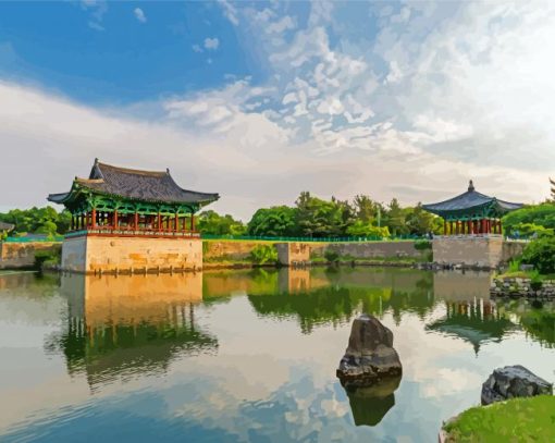 Donggung Palace And Wolji Pond Korea paint by numbers