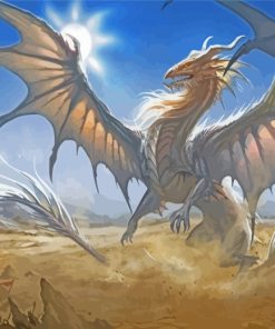 Fantasy White Dragon paint by numbers