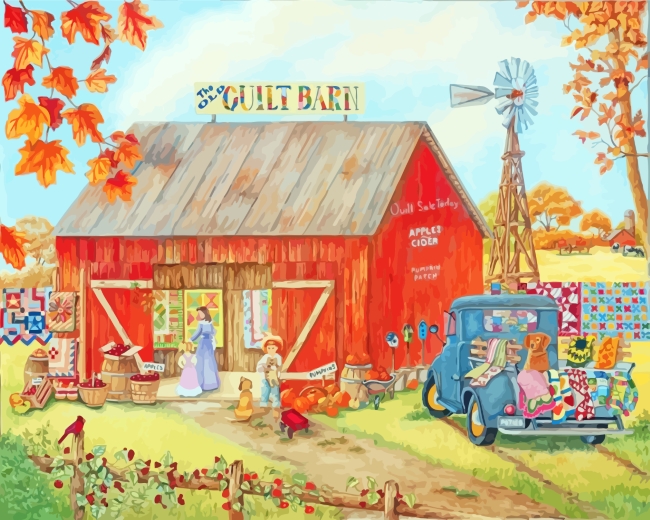 Farm Quilt Barn paint by numbers