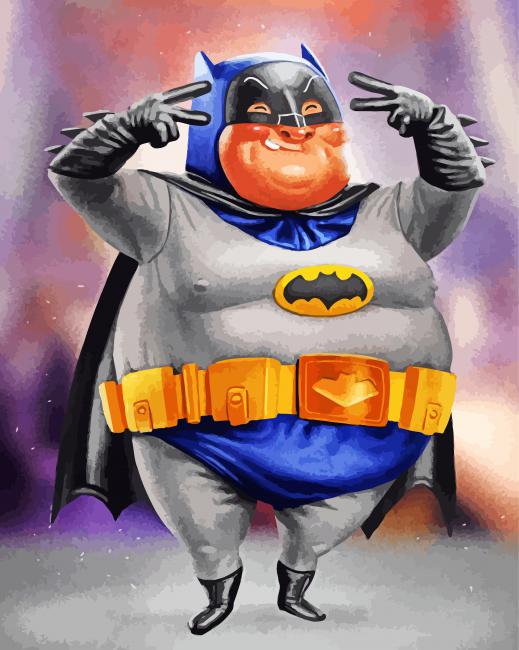 Fat Batman Super hero - Paint By Number - Paint by Numbers for Sale