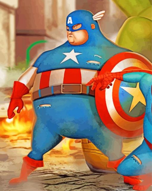 Fat Captain American Hero paint by numbers