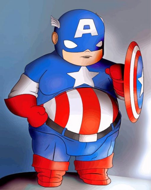Fat Captain America Character paint by numbers