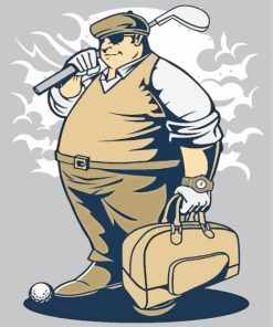 Fat Golfer Illustration paint by numbers