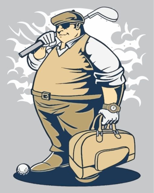 Fat Golfer Illustration paint by numbers